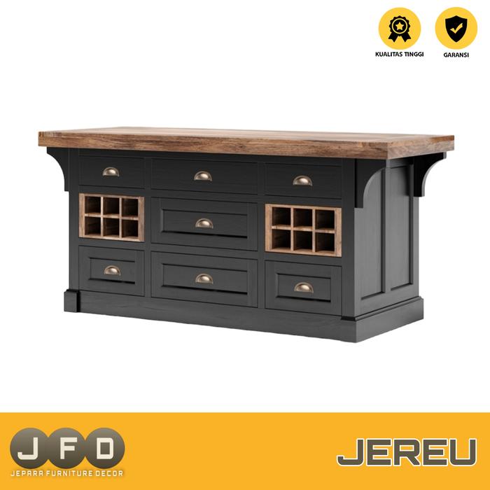 Gambar Meja Island Dapur Minimalis Jereu Kitchen Island Classic Aesthetic - Black dari JFD JEPARA undefined Tokopedia