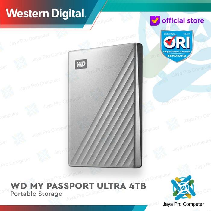 Gambar WD My Passport Ultra 4TB - HDD/ Hardisk / Harddisk Eksternal USB C 3.0 - Silver dari Jaya Pro Computer undefined Tokopedia