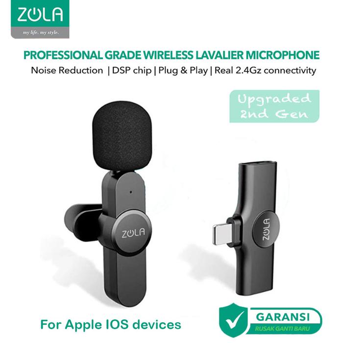 Gambar Zola Mic Wireless Smartphone Lavalier Clip On Vlog Microphone Wireless - Lightning Gen 2 dari Zola Indonesia undefined Tokopedia