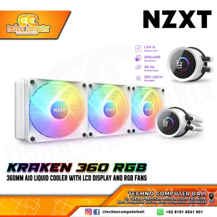 Gambar NZXT NEW KRAKEN 360 RGB - 360mm AIO Liquid Cooler with LCD Display - Putih dari Techno Computer Bali undefined Tokopedia