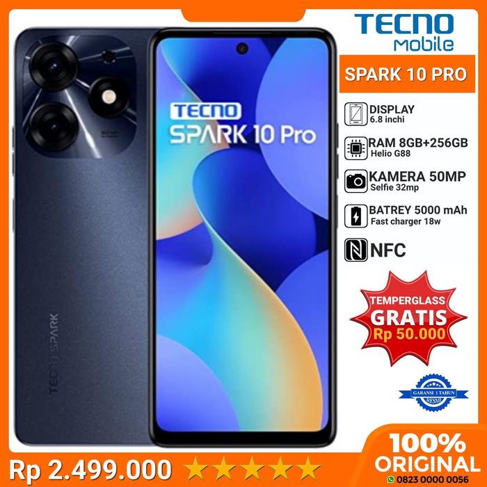 Gambar TECNO SPARK 10 PRO NFC BLACK RAM 8GB/256GB RESMI - Hitam dari KINGTEL undefined Tokopedia