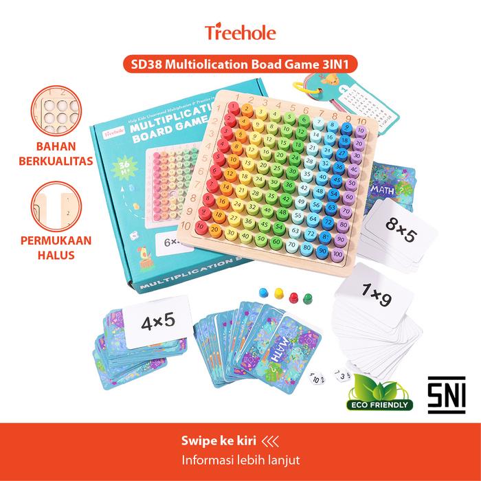 Gambar Mainan edukasi-TREEHOLE MULTIPLICATION BOARD GAME 3IN1 dari IQAngel undefined Tokopedia
