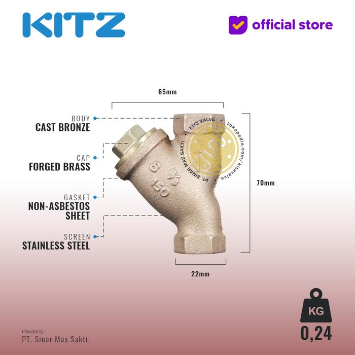 Gambar Y Strainer Bronze KITZ Fig. 150 Y , Drat / Screw - 3/8" - 10mm dari KITZ valve undefined Tokopedia