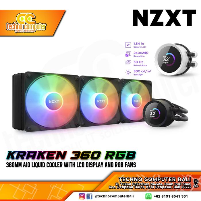 Gambar NZXT NEW KRAKEN 360 RGB - 360mm AIO Liquid Cooler with LCD Display - Hitam dari Techno Computer Bali undefined Tokopedia