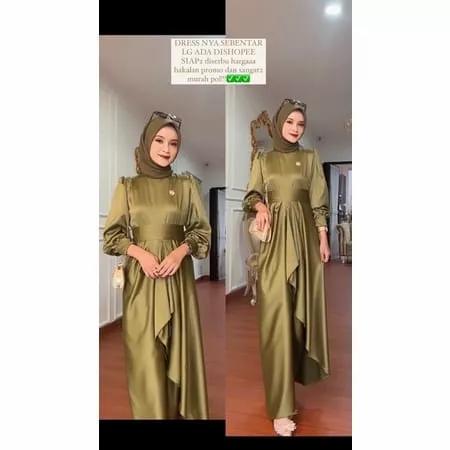 Gambar JUSSI DRESS SILK BUSUI BAJU KONDANGAN WANITA | DRESS BRIDESMAID - Sage, L dari kandarafashion undefined Tokopedia