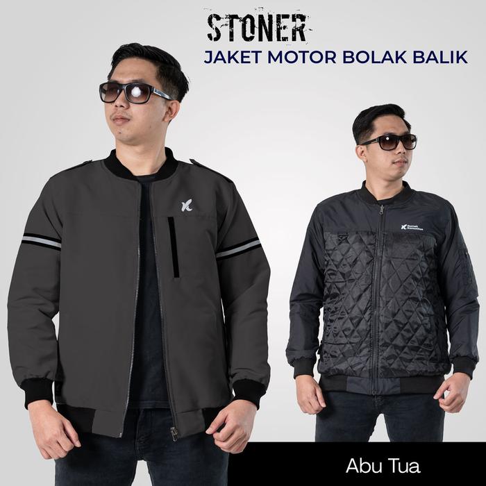 Gambar STONER - JAKET BOLAK BALIK MULTIFUNGSI RETRO DAN KEKINIAN -GRATIS LOGO - Abu Tua, S dari Rumah Komunitas undefined Tokopedia