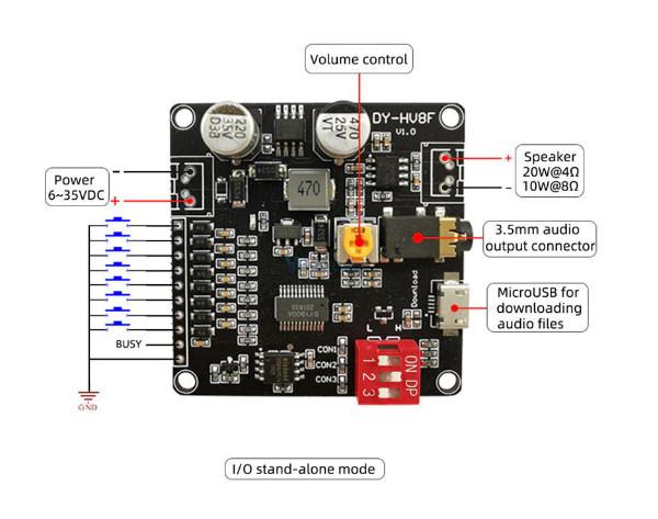 Gambar 10W/20W Voice Playback Amplifier Module MP3 Music Player for Arduino - DY-HV8F dari Tekno Kreasi Elektronik undefined Tokopedia