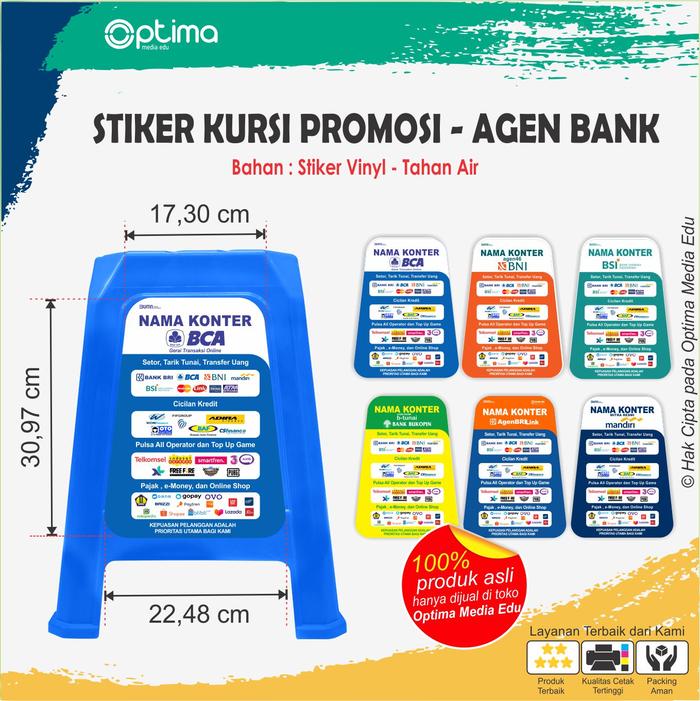 Gambar Stiker Kursi Promosi - Usaha Agen Bank Resmi Brilink BCA BSI BNI Mandi - Mandiri dari Optima Media Edu undefined Tokopedia
