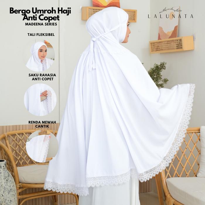 Gambar Bergo Umroh Haji Saku Anti Copet by Lalunata - Putih dari Lalunata Official undefined Tokopedia
