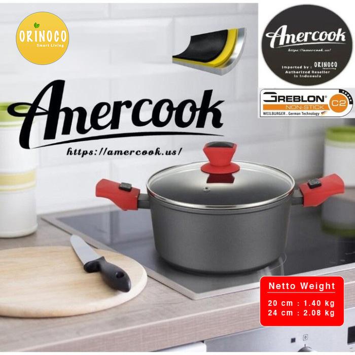 Gambar Amercook Casserole with G type Glass Lid Panci Anti Lengket - 24CM dari Orinoco Smart Living undefined Tokopedia