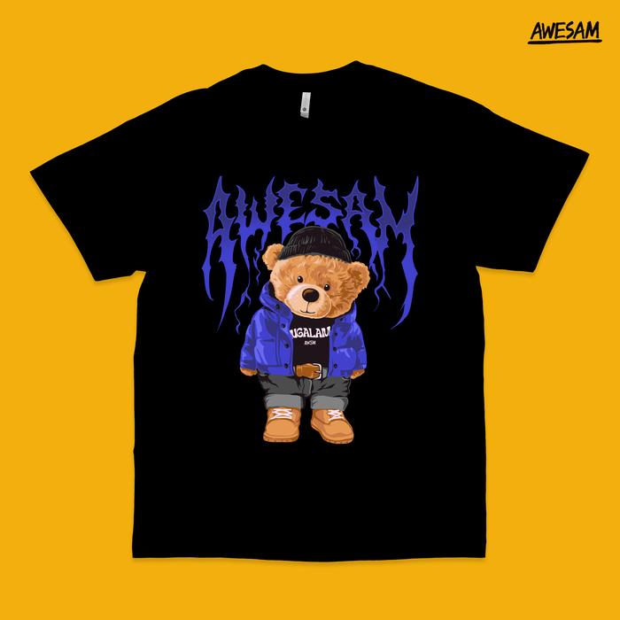 Gambar KAOS BERUANG PETIR OVERSIZE AWESAM BLUE - Hitam, M dari awesam store undefined Tokopedia