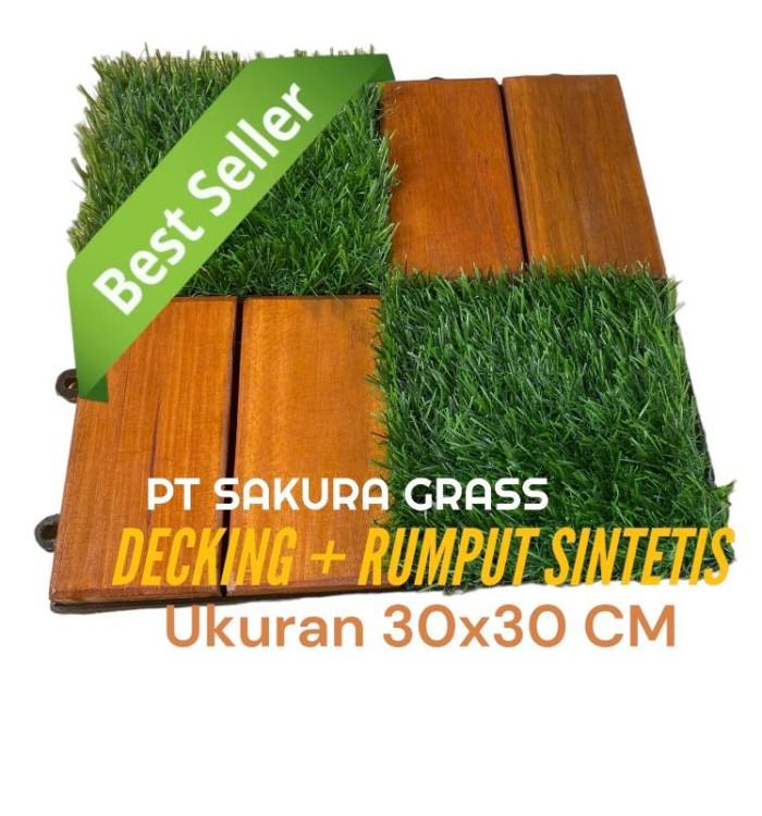 Tille Rumput Promo GROSIR LANTAI KAYU + RUMPUT SINTETIS UKURAN 30X30 CM - DECKING ...