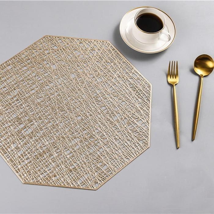 Gambar Placemat For Dining Table PVC/ Tatakan Piring High Quality MYH-K Gold - Gold dari Sejati Official Store undefined Tokopedia