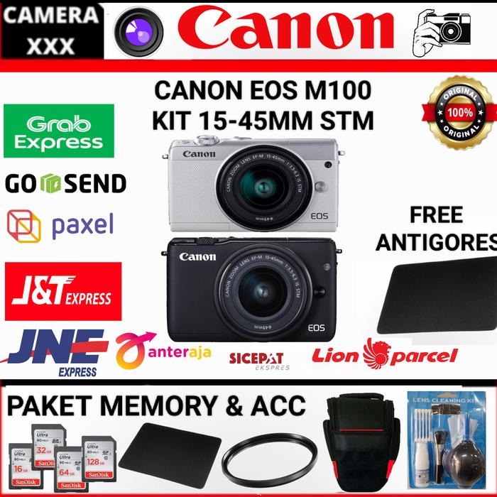 Camera canon M100 kit 15-45mm BODY+LENSA, PAKET128GB+ACC