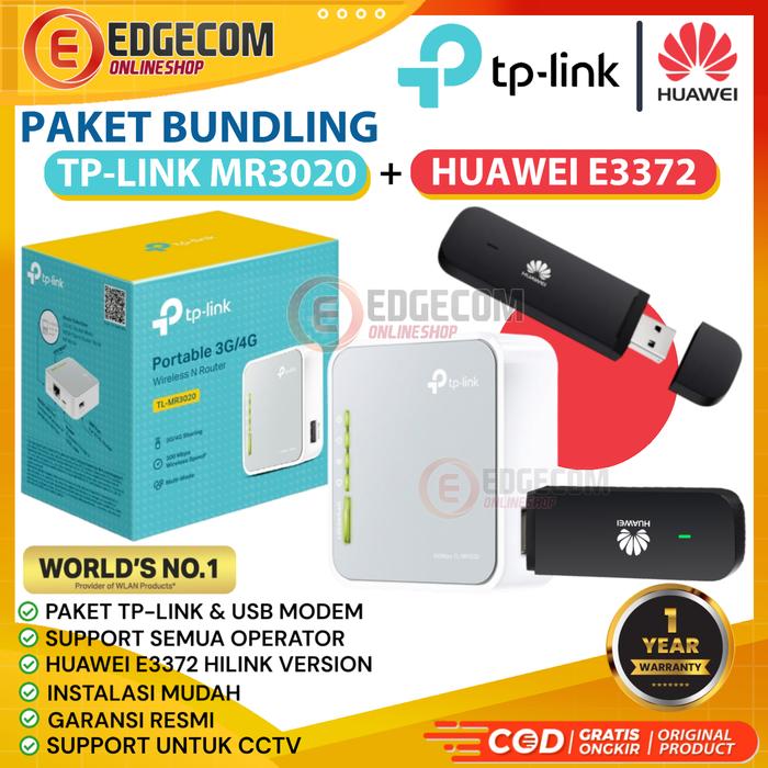 Gambar Modem USB HUAWEI E3372 4G LTE 150Mbps - E3372+MR3020 dari Edgecom undefined Tokopedia