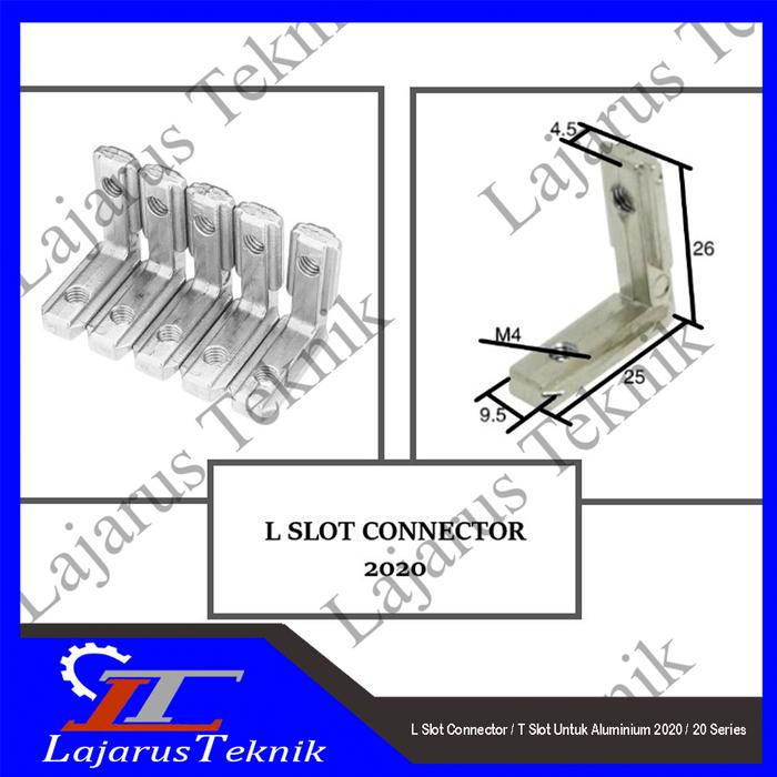 Gambar L Slot Connector / T Slot Untuk Aluminium 2020 / 20 Series dari Lajarus Teknik undefined Tokopedia