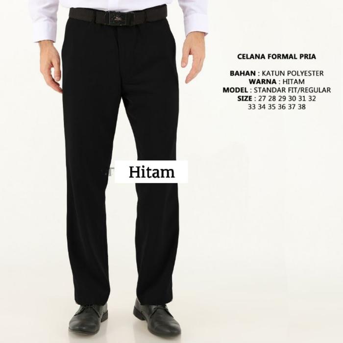 Gambar Celana Formal pria Kerja Reguler Bahan Office Kondangan Premium 27-38 - Hitam, 35 dari Fatayah Shop undefined Tokopedia
