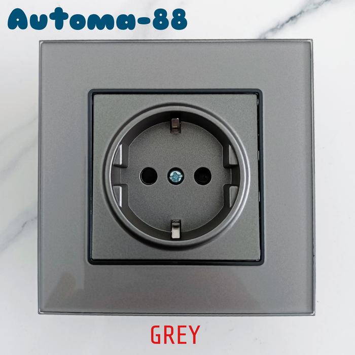 Gambar Stop Kontak Colokan listrik Dinding Artistik Mewah Glass Panel murah - Grey/Abu-Metali dari Automa-88 undefined Tokopedia