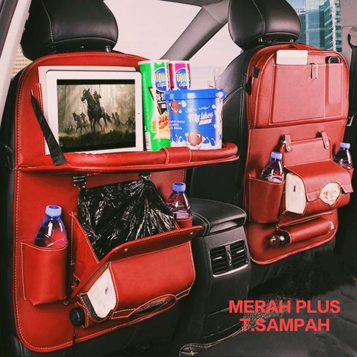 Gambar CAR SEAT ORGANIZER MOBIL TAS BELAKANG JOK MOBIL BAHAN PREMIUM LEATHER - Merah, Tanpa meja dari VIRAILEZLIA undefined Tokopedia