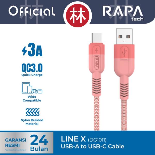 Promo RAPAtech DG1011 - LINE X - USB-A to USB-C Data Cable QC 3.0 3A 1M ...