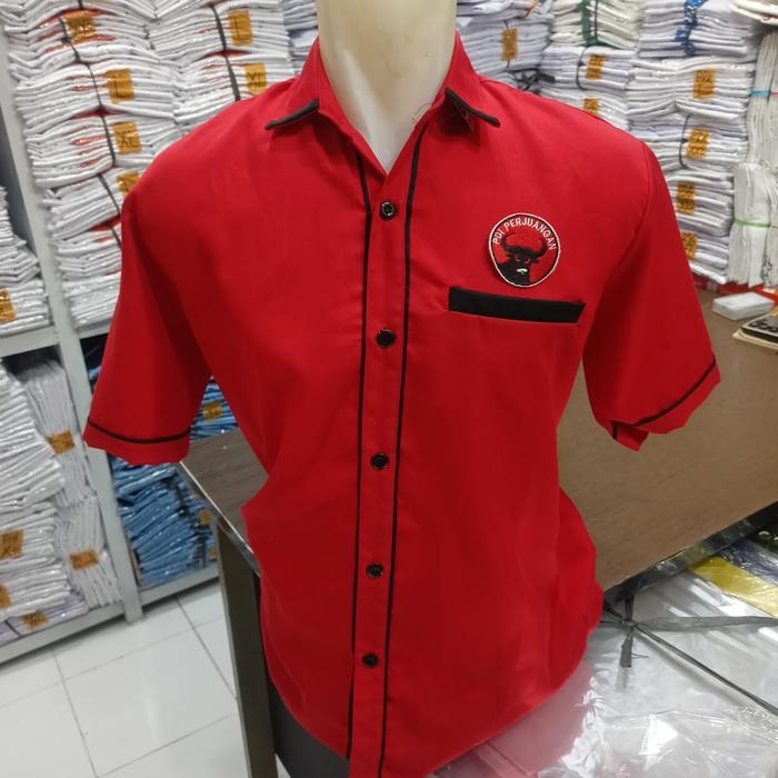 Gambar kemeja pendek partai PDI seragam pdip kemeja custom bordir - Merah, M dari seragam86 undefined Tokopedia