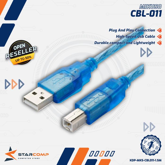 Gambar Kabel USB Printer Nisuta Mikuso CBL-011 3 Meter 2.0 - USB AM to BM - 3 m dari Starcomp Origin undefined Tokopedia