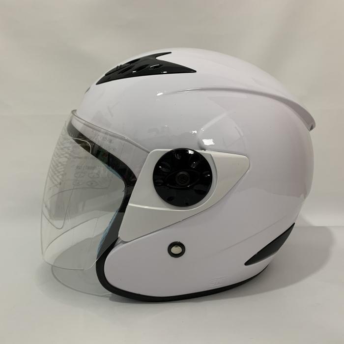 Gambar Helm Vision 2 Polos Putih Glossy Solid Helm Dewasa SNI - Kaca Silver dari frando helm undefined Tokopedia