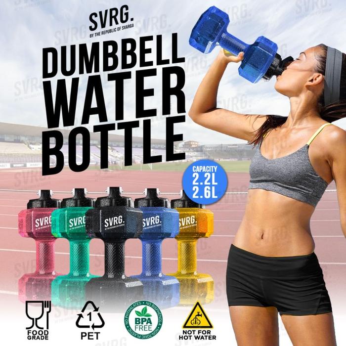 Gambar SVRG Dumbbell Water Bottle - Botol Minum Sport - Dumbbell Barbel - Dumbbell 2.6L, Black dari SVRG Store undefined Tokopedia