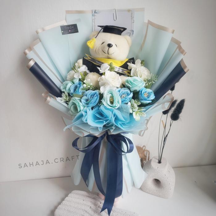 Gambar Buket Boneka bunga - Biru Navy dari Sahaja.craft undefined Tokopedia