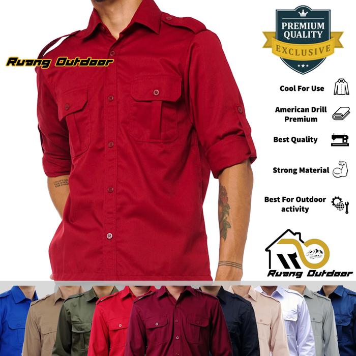 Gambar Baju Kemeja PDL PDH Cream Lengan Panjang PNS ASN Dinas Gunung Militer - Maroon, S dari Ruang Outdoor undefined Tokopedia