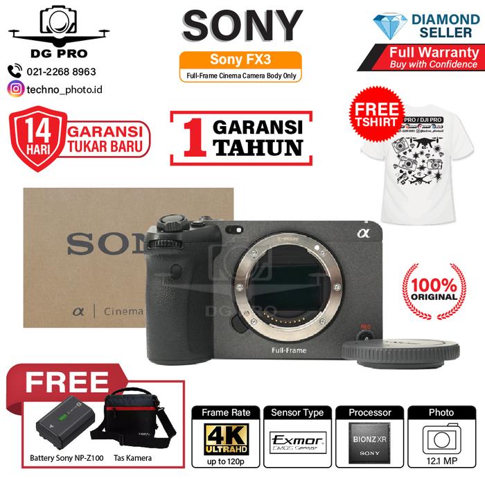 Sony FX3 Full-Frame Cinema Camera Body Only BO FX-3 Garansi Resmi PAKET  BONUS