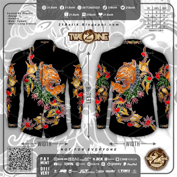 Gambar KEMEJA BATIK TULIS PRIA MOTIF KEPALA MACAN / HARIMAU PREMIUM INDONESIA - Hitam, Kain Saja dari 21Batik undefined Tokopedia