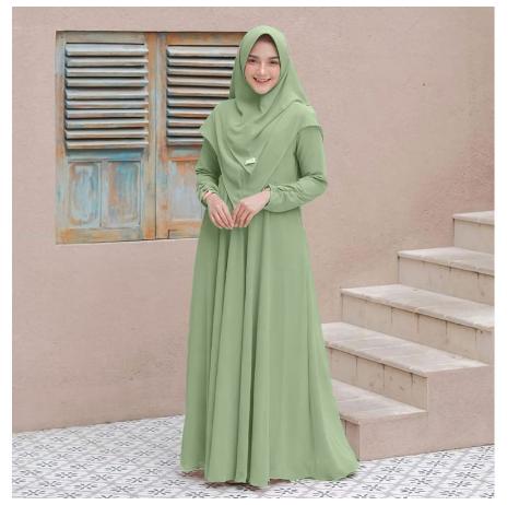 Gambar Baju Kondangan Wanita SYARI PLUS JILBAB 2 LAYER SEMUA UKURAN ADA BUSUI - Hijau, M dari DO LA 99 undefined Tokopedia