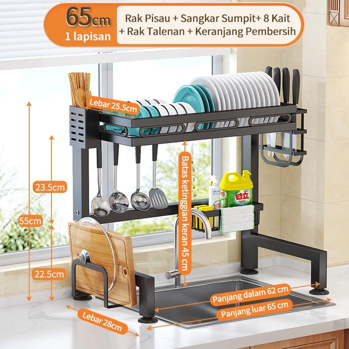 Gambar Rak Piring Wastafel Penutup Pengaman Peralatan Dapur Kokoh Stainless - 62cm 1Tk Full dari Hallo Living undefined Tokopedia