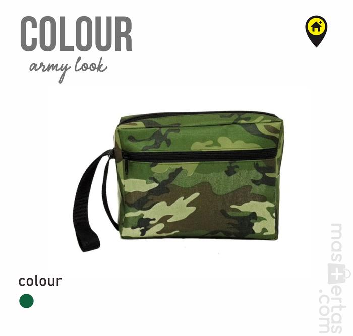 Gambar pouch bag , handbag tas pria travel bag polos dan custom - army dari dokterkaos com undefined Tokopedia