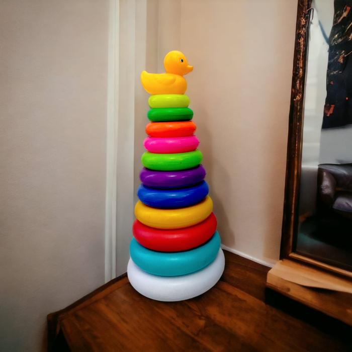 Gambar Mainan Edukasi Ring Donat Bebek Anak Mainan Susun Tumpuk Stacking Duck - Bebek Jumbo dari CV. Teknologi Tepat Guna undefined Tokopedia