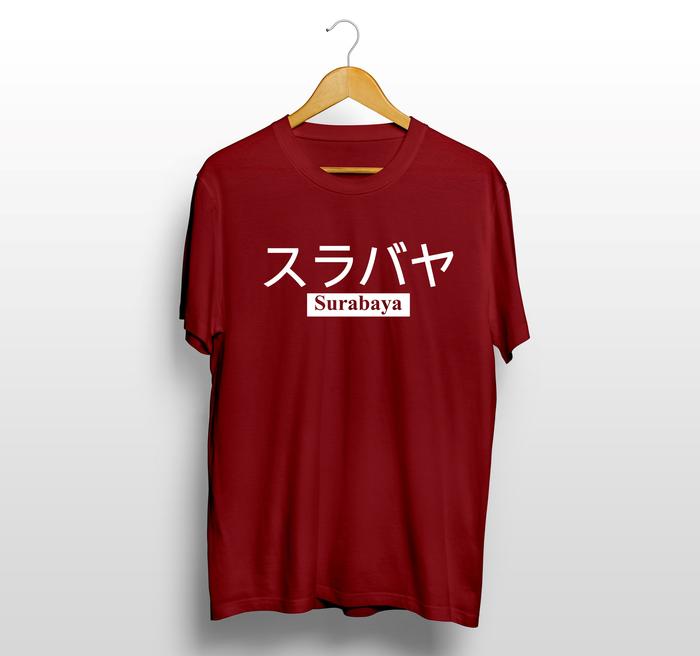 Gambar Kaos Tulisan Jepang Distro Kota Surabaya Kekinian Pria Wanita Murah - Maroon, M dari Abi Kiya Store undefined Tokopedia