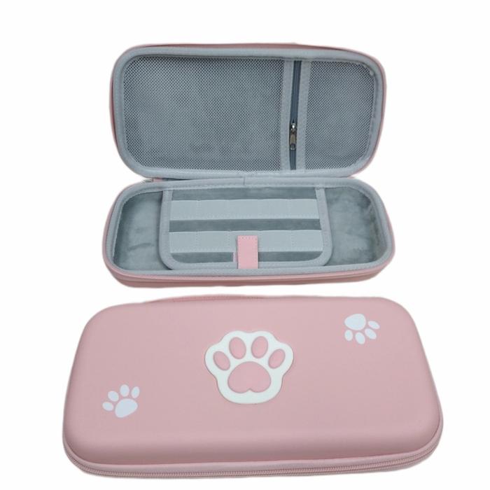 Storage Bag Travel Carry Case Hard Pouch Cute Cat Paw Nintendo Switch