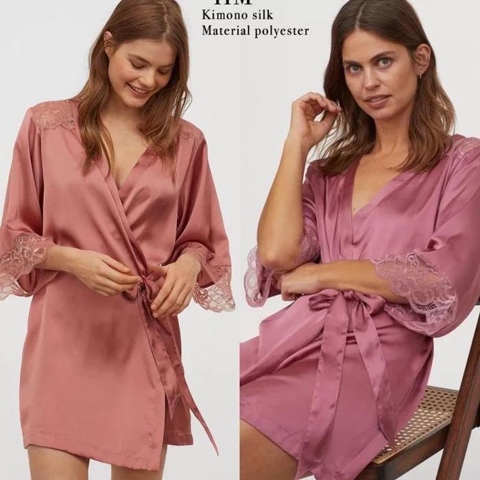 Jual H&M Kimono Silk Dress Hitam, XS/S Kota Administrasi