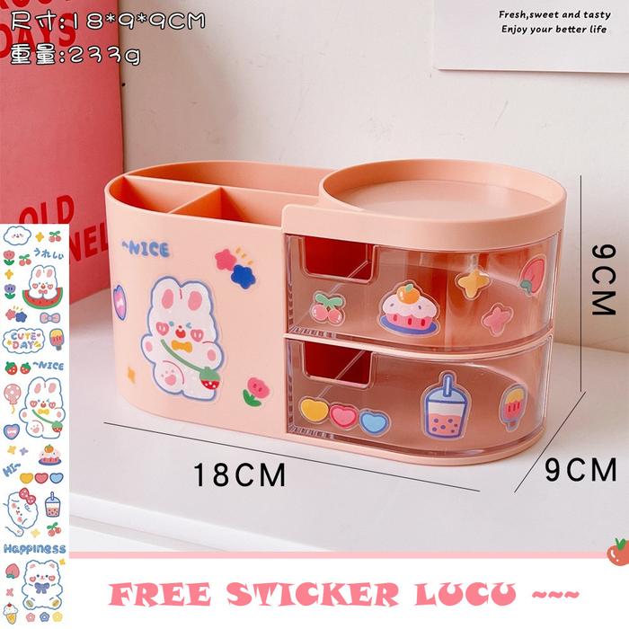 Gambar Organizer Meja Tempat Alat tulis Rak Kosmetik Free Sticker OB0039 - small - peach dari Meowmi Stationery and Fancy undefined Tokopedia