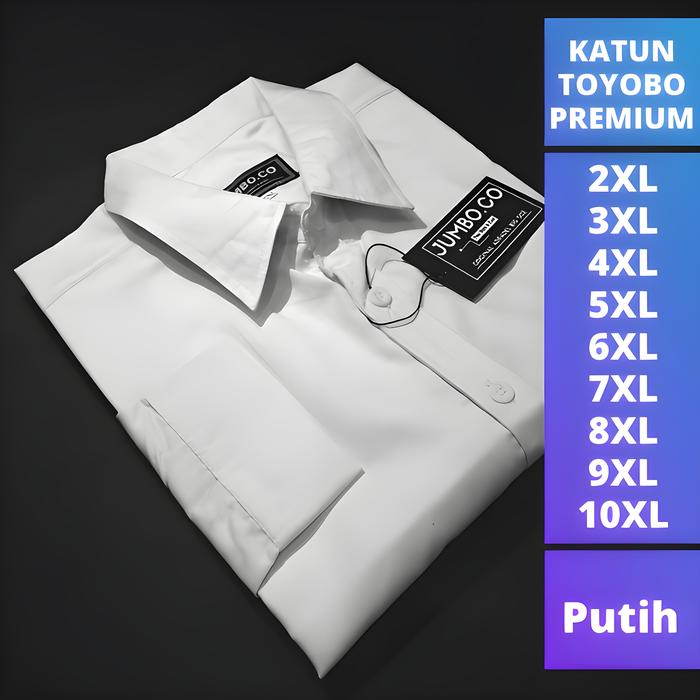 Gambar kemeja pria jumbo lengan panjang polos putih big size - kancing putih, 9XL LD 156CM dari JUMBO.CO undefined Tokopedia
