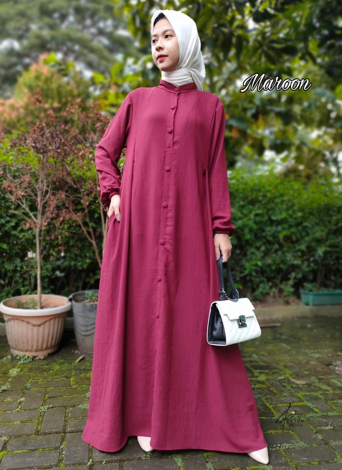 Gambar Gamis Dress VALINE Crinkle Airflow Premium Terbaru dan paling Murah - Maroon, L dari Syida Butiq'e undefined Tokopedia