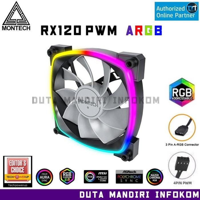Gambar Montech AX120 I RX120 PWM ARGB Fan - 120mm ARGB Gaming Fan Cooler - RX120 PWM Black dari Duta Mandiri Infokom undefined Tokopedia