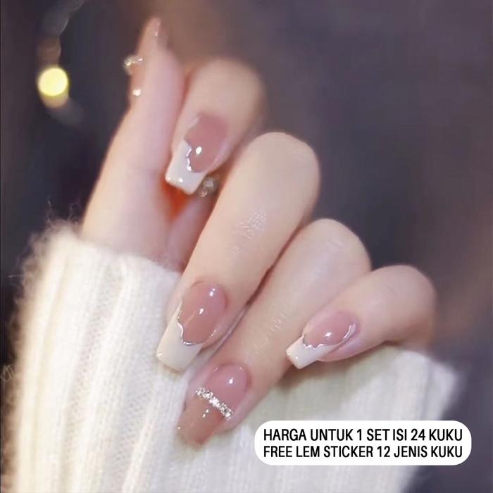 Gambar Fake nails kuku palsu cute lucu 3D timbul Panjang pendek estetik motif ribbon y2k elegan cantik aesthetic mewah warna warni lem cair perekat stiker - 3D melt rhinest dari numbertwo ID undefined Tokopedia