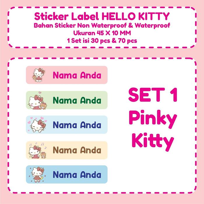 Gambar Stiker label nama anak high quality hello kitty - Pinky kitty, Non wtrproof 70 dari ExcellentStuff undefined Tokopedia