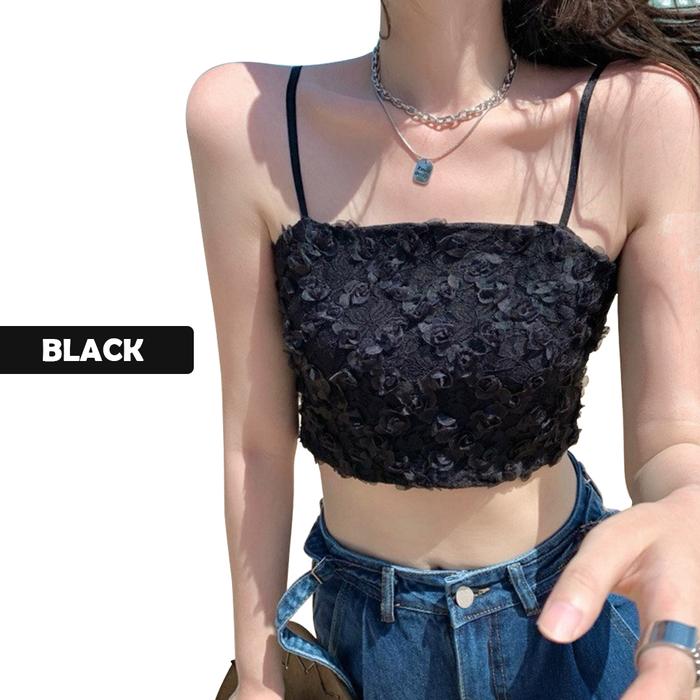 Gambar Tank Top CropTop Bulu WOMEN'S FUR IMPORT Korean Style-YOUEN - Hitam dari youen undefined Tokopedia