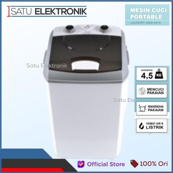 Gambar ARASHI AWM452A Mesin Cuci Portable 4.5 Kg otomatis Air - AWM451 Grey dari Satu Elektronik undefined Tokopedia