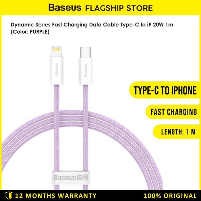 Gambar Baseus Dynamic Kabel Fast Charger USB Type C to Lightning PD 1M 2M - 1M Purple dari ZTH Official undefined Tokopedia