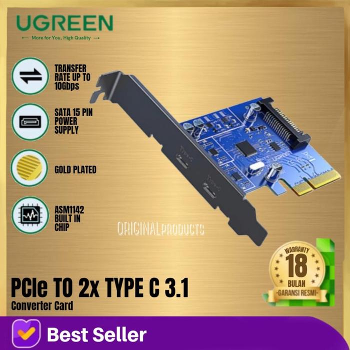 Gambar Ugreen Adapter Pcie 3.0 x 4 Ke M2 Nvme + NGFF SATA Pci Express 32gbps - PCI-E dual usbC dari ORIGINALproducts JAKARTA undefined Tokopedia