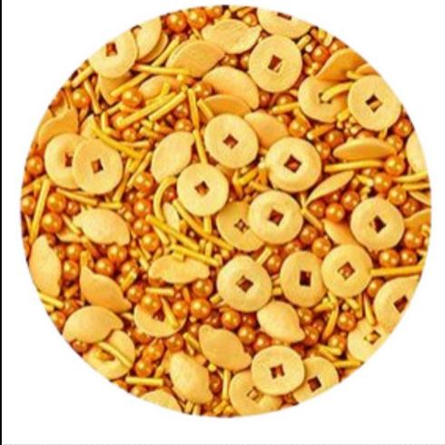 Gambar PARTY MIX SPRINKLE 10 GR - DEKORASI KUE TRIMIT GULA CAKE SPRINKLE - GOLD CNY dari KawanBakingku undefined Tokopedia